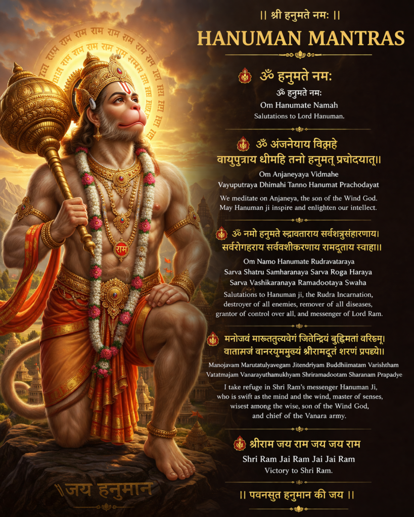 devotee meditating with Hanuman mantra for peace and positive energy
