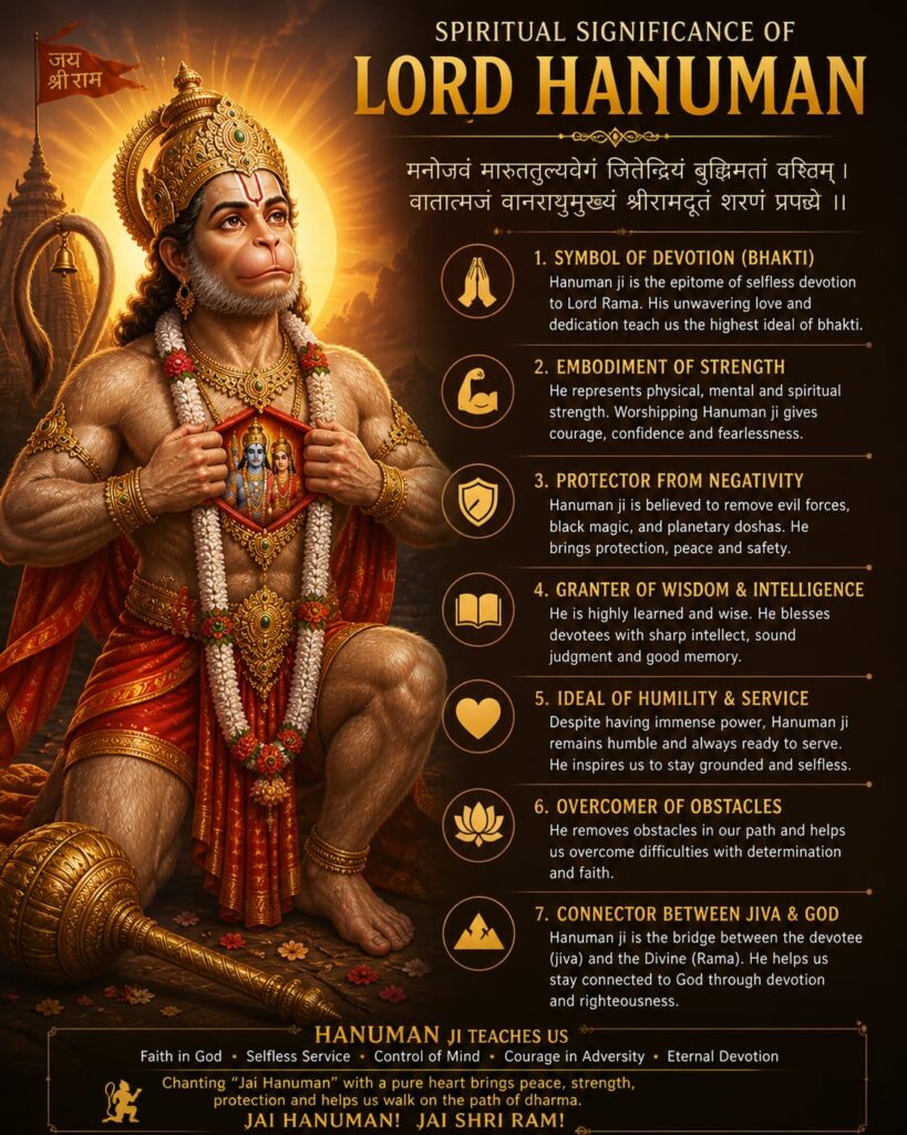 spiritual significance of Hanuman worship showing devotion strength and divine protection