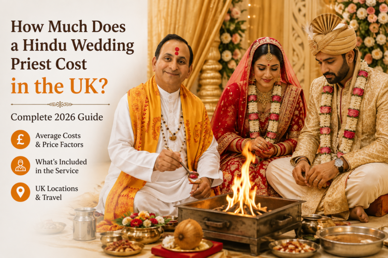 Hindu wedding priest performing a traditional Hindu wedding ceremony in the UK