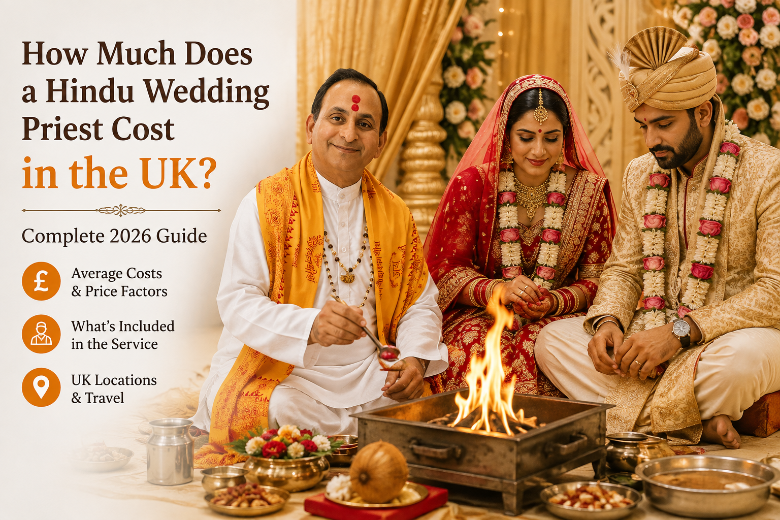 Hindu wedding priest performing a traditional Hindu wedding ceremony in the UK