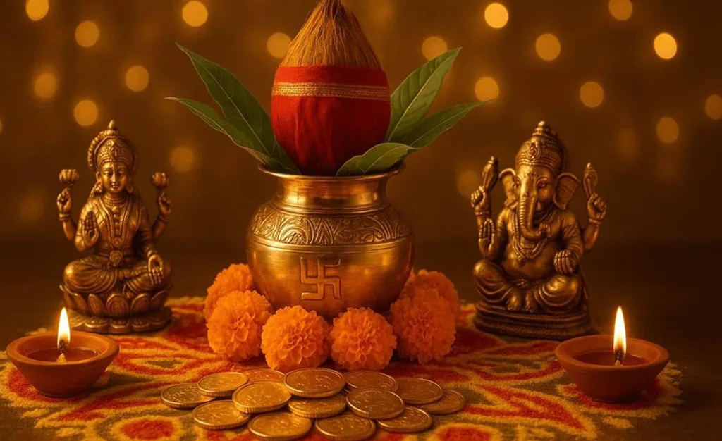 Lakshmi Puja 2026 UK with Goddess Lakshmi, Ganesh and diyas