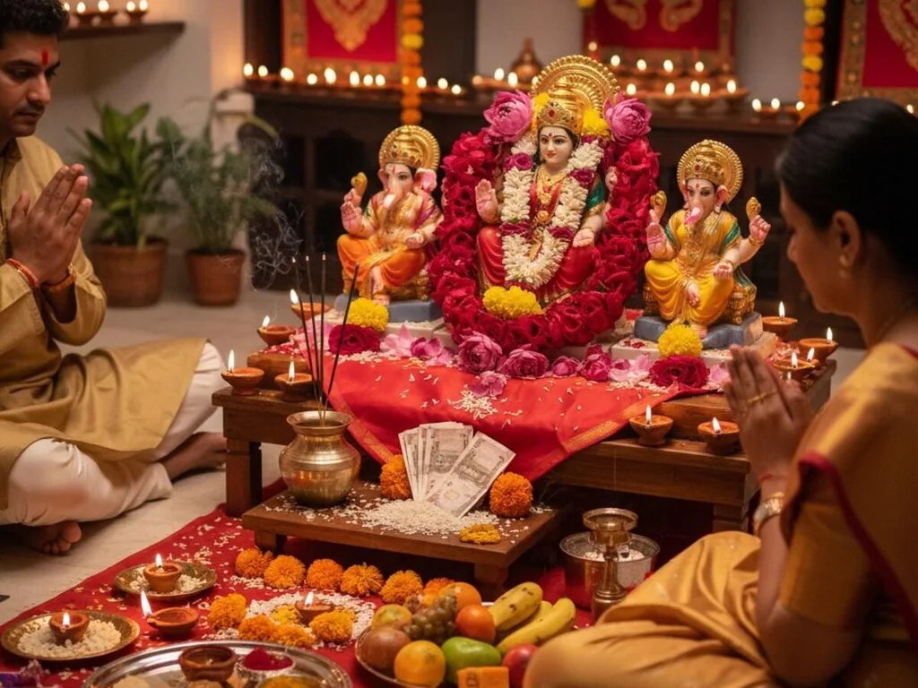 Hindu Priest performing Diwali Puja in the UK